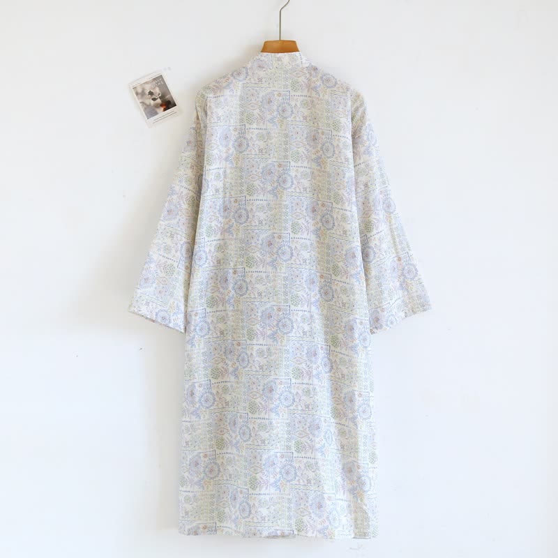 Ethnic Vintage Floral Cotton Kimono Robe
