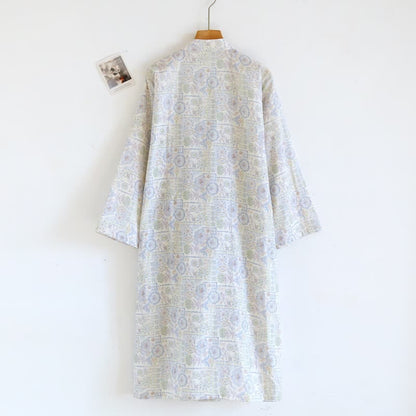 Ethnic Vintage Floral Cotton Kimono Robe