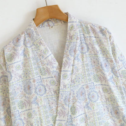 Ethnic Vintage Floral Cotton Kimono Robe