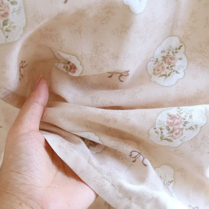 Framed Rose & Bow Cotton Kimono Robe