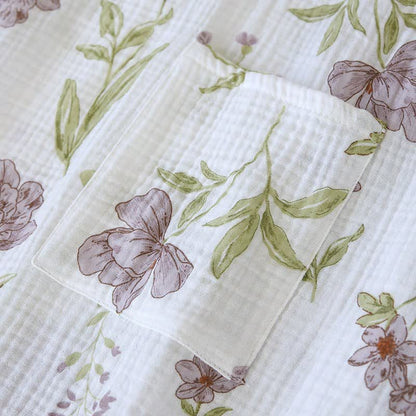 Violet Floral Cotton Kimono Robe
