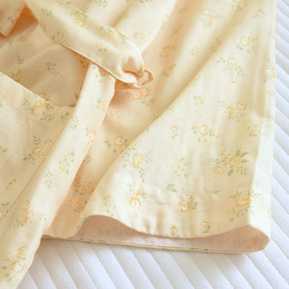 Yellow Botanical Cotton Gauze Kimono Robe