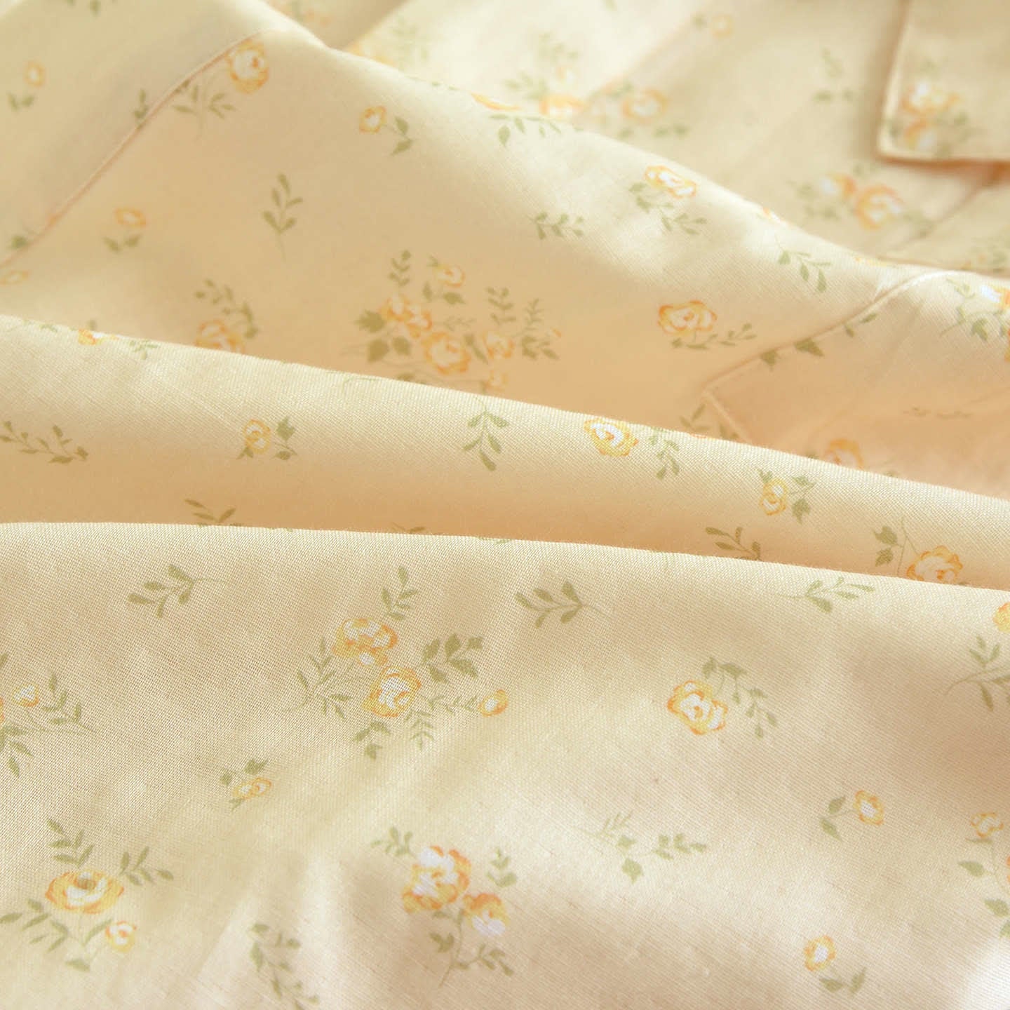 Yellow Botanical Cotton Gauze Kimono Robe
