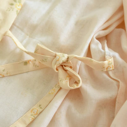 Yellow Botanical Cotton Gauze Kimono Robe