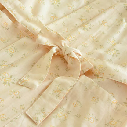 Yellow Botanical Cotton Gauze Kimono Robe