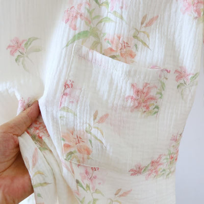 Pink Floral Pure Cotton Kimono Robe