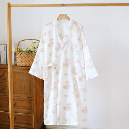 Pink Floral Pure Cotton Kimono Robe