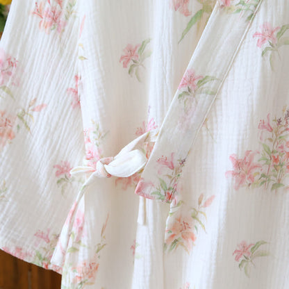 Pink Floral Pure Cotton Kimono Robe