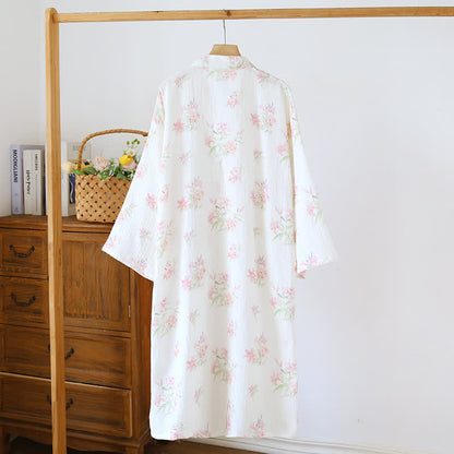 Pink Floral Pure Cotton Kimono Robe