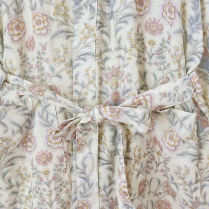 Floral Cotton Gauze Kimono Robe with Pocket
