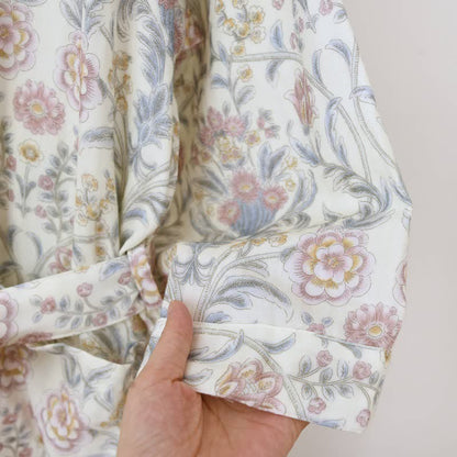 Floral Cotton Gauze Kimono Robe with Pocket