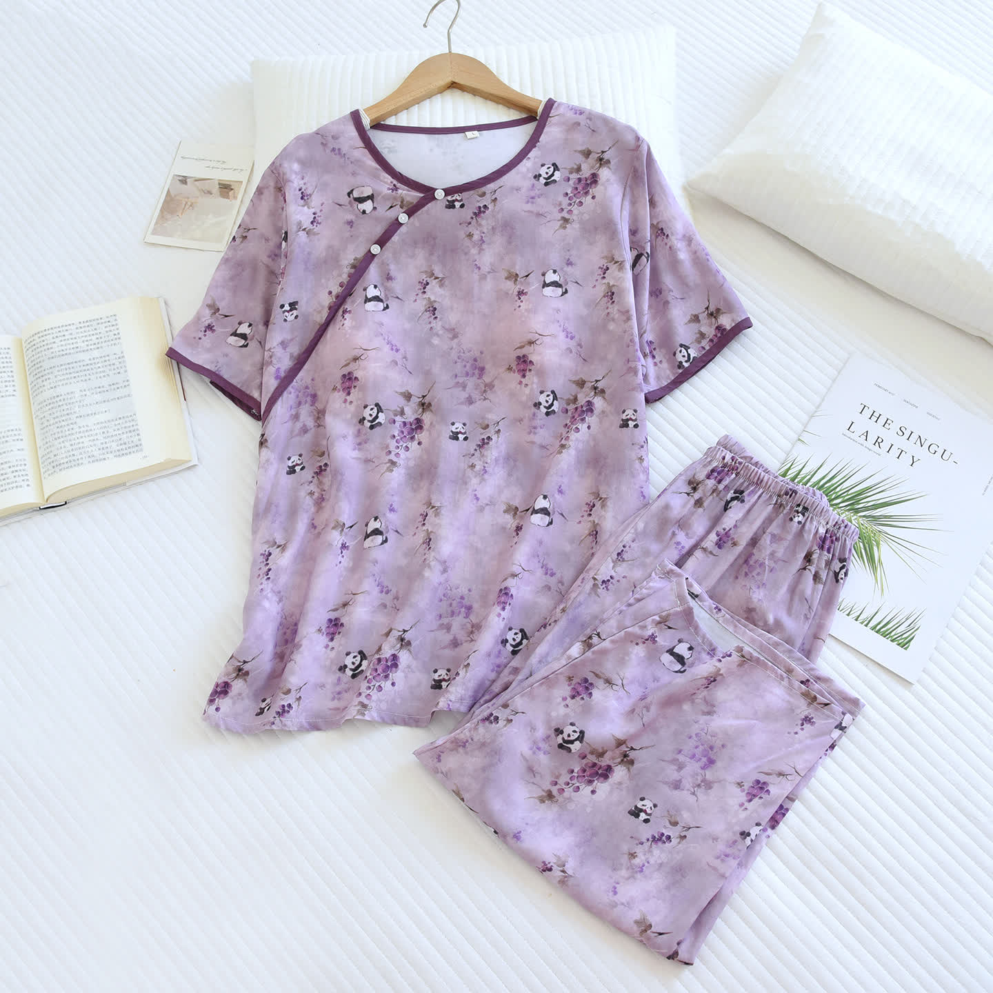 Cotton Rayon Cropped Pants Padded Nightwear