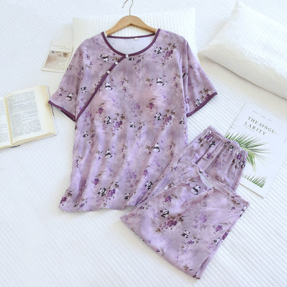Cotton Rayon Cropped Pants Padded Nightwear