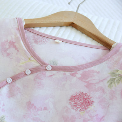 Hydrangea Floral Padded  Cropped Pants Nightwear