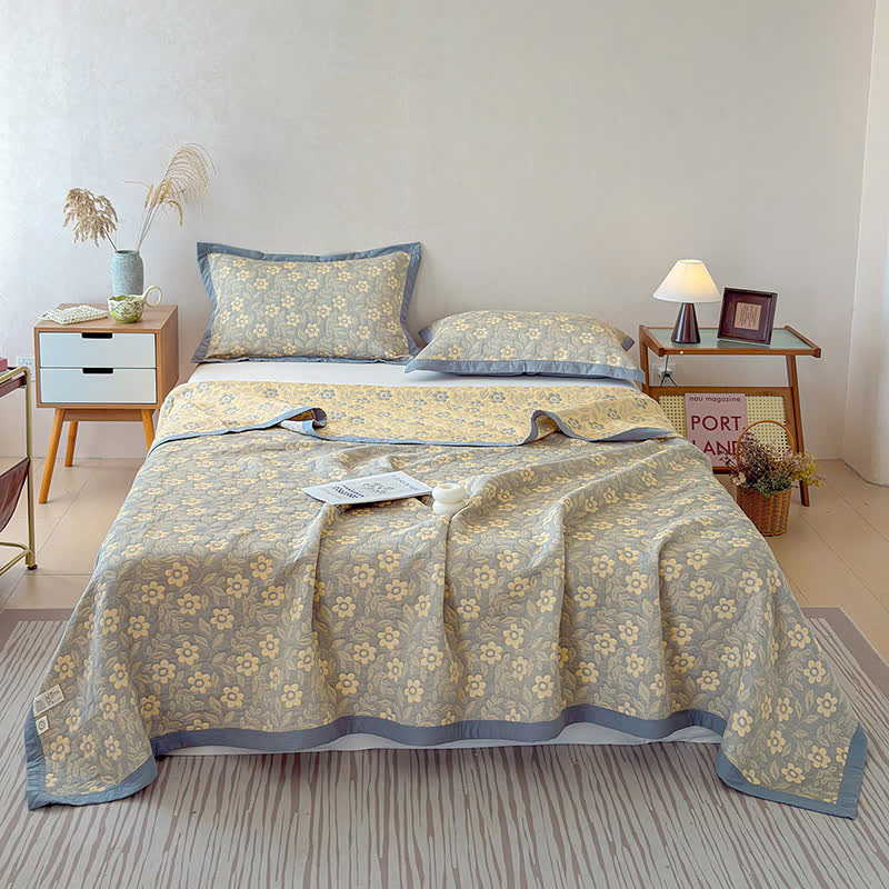 3-Layer Muslin Cotton Floral Blanket Quilt