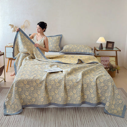 3-Layer Muslin Cotton Floral Blanket Quilt