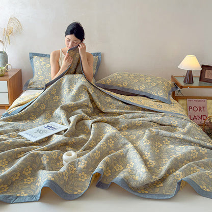 3-Layer Muslin Cotton Floral Blanket Quilt