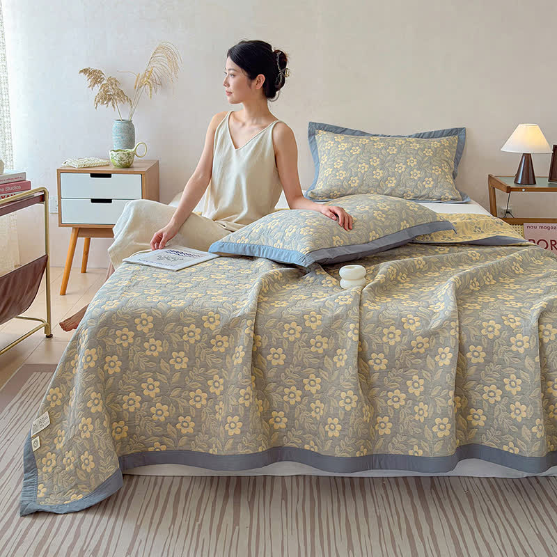 3-Layer Muslin Cotton Floral Blanket Quilt