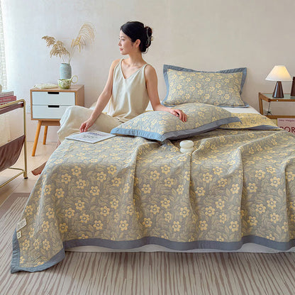 3-Layer Muslin Cotton Floral Blanket Quilt