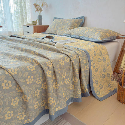 3-Layer Muslin Cotton Floral Blanket Quilt