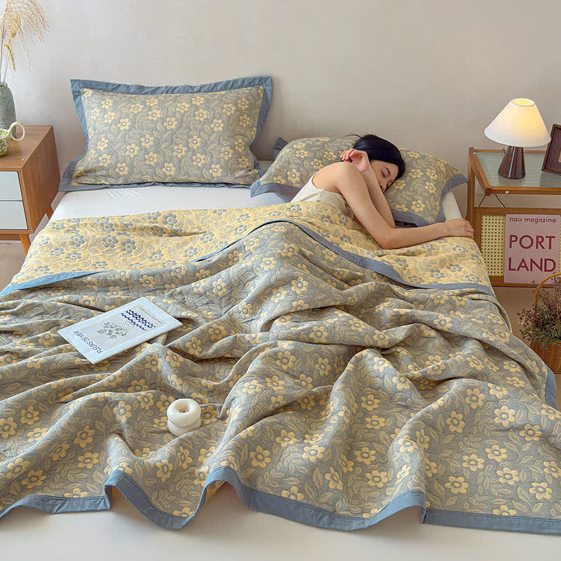 3-Layer Muslin Cotton Floral Blanket Quilt