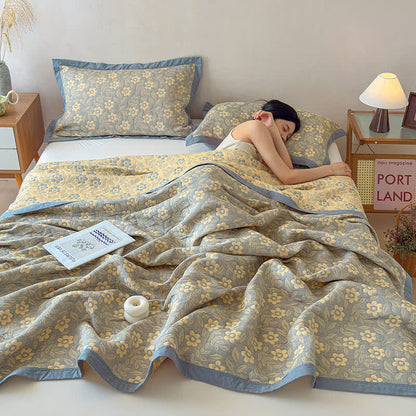 3-Layer Muslin Cotton Floral Blanket Quilt