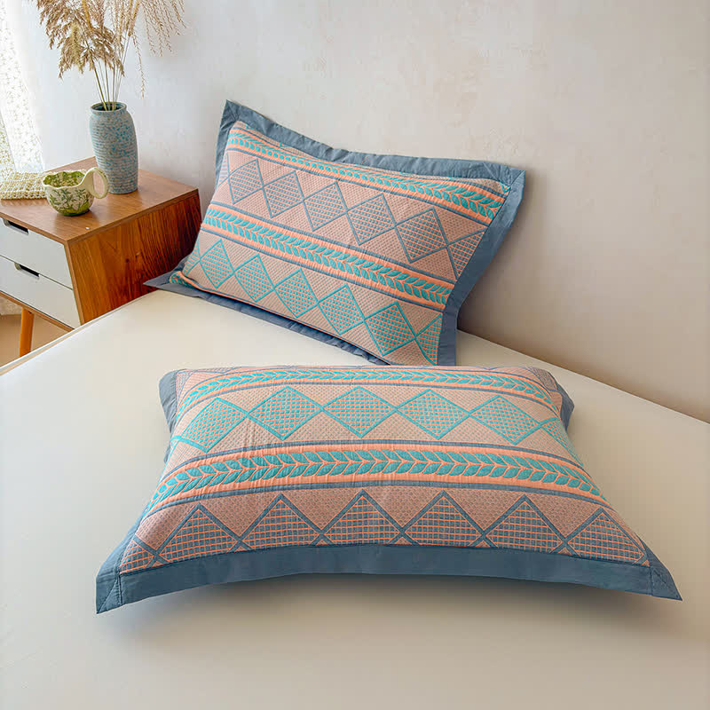 Geometric Wheat 3-Layer Muslin Cotton Quilt