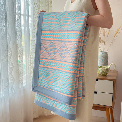 Geometric Wheat 3-Layer Muslin Cotton Quilt