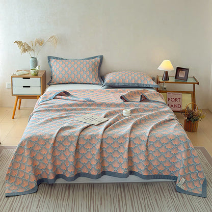 Jacquard Sea Shell 3-Layer Muslin Cotton Quilt
