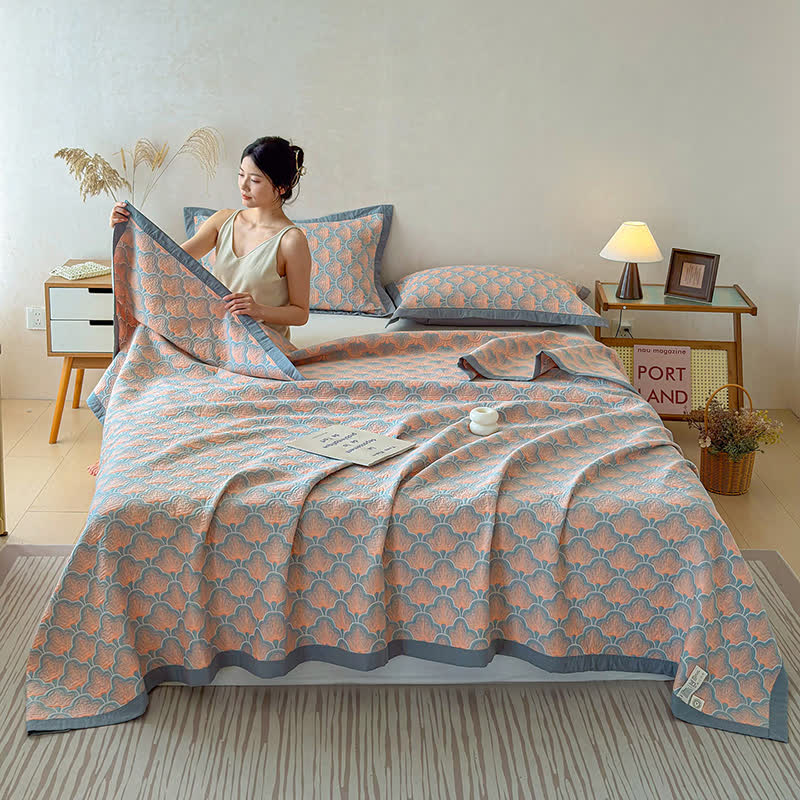 Jacquard Sea Shell 3-Layer Muslin Cotton Quilt