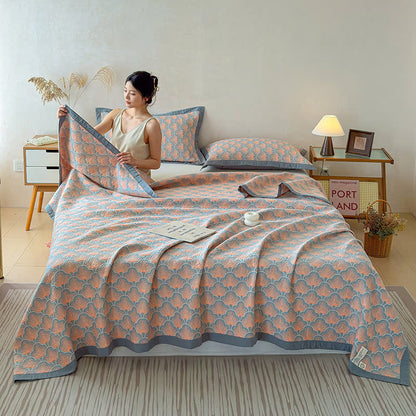 Jacquard Sea Shell 3-Layer Muslin Cotton Quilt