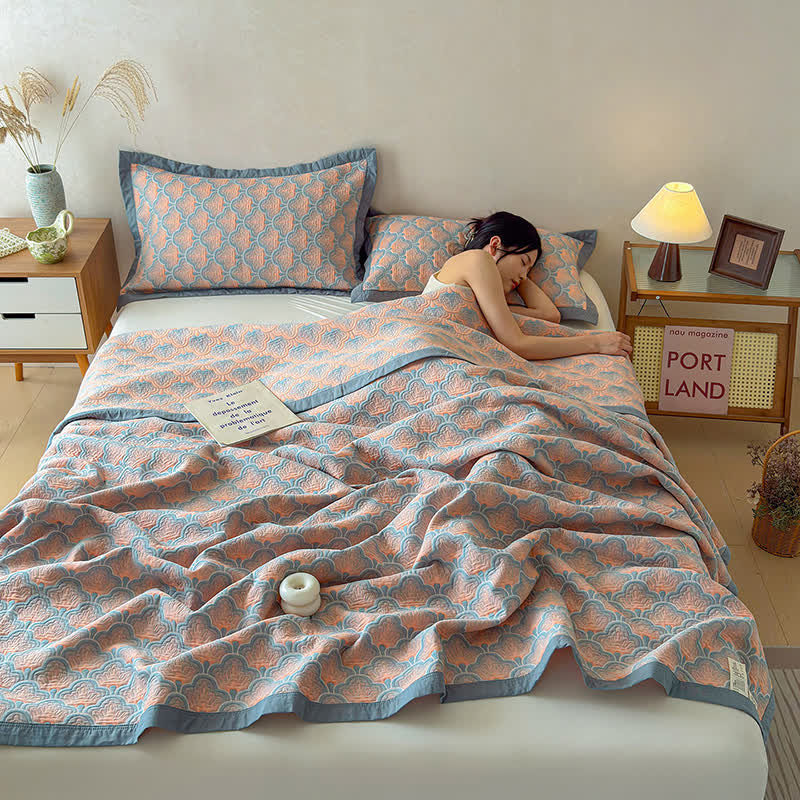 Jacquard Sea Shell 3-Layer Muslin Cotton Quilt