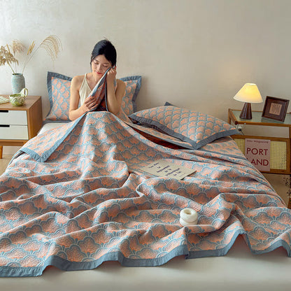 Jacquard Sea Shell 3-Layer Muslin Cotton Quilt