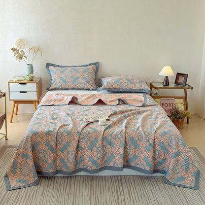Vintage 3-Layer Muslin Cotton Bedspread Quilt