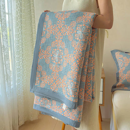 Vintage 3-Layer Muslin Cotton Bedspread Quilt