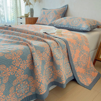 Vintage 3-Layer Muslin Cotton Bedspread Quilt