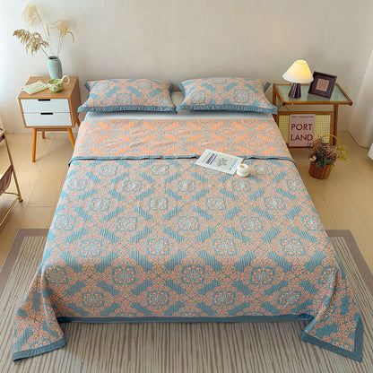 Vintage 3-Layer Muslin Cotton Bedspread Quilt