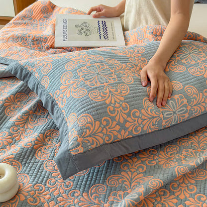 Vintage 3-Layer Muslin Cotton Bedspread Quilt