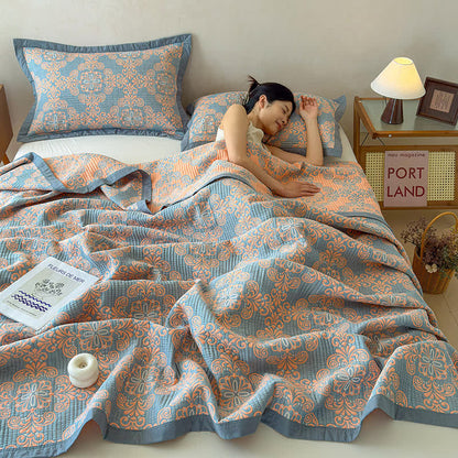 Vintage 3-Layer Muslin Cotton Bedspread Quilt