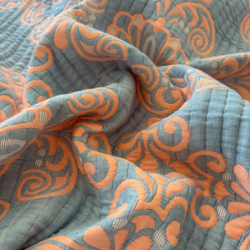 Vintage 3-Layer Muslin Cotton Bedspread Quilt