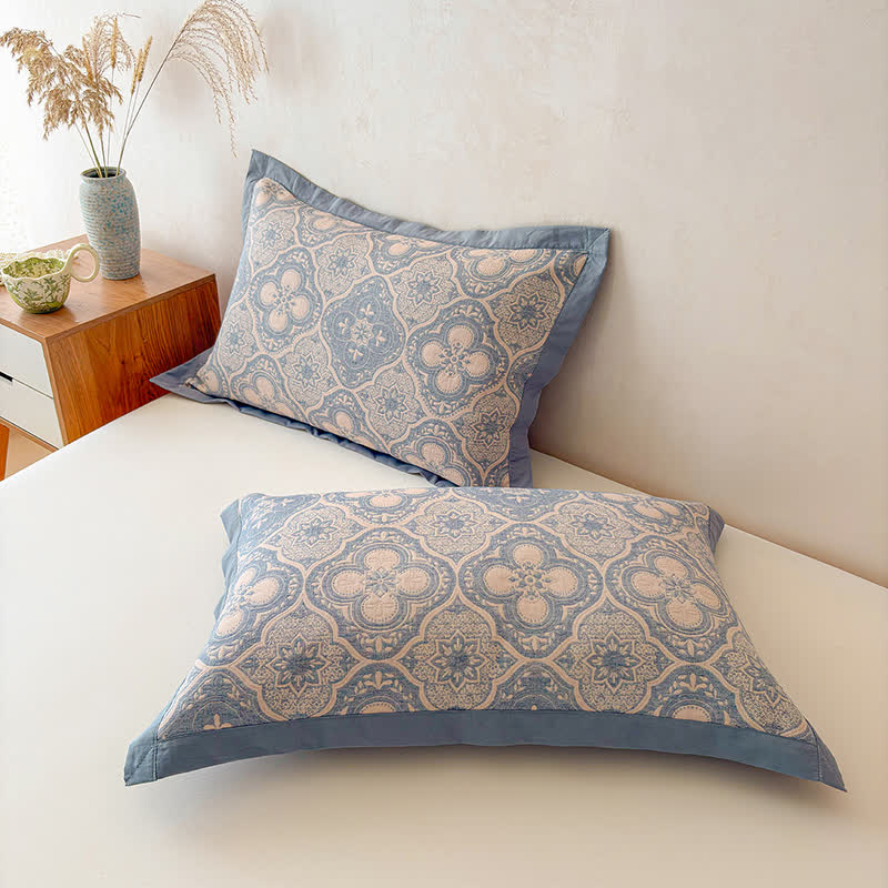 Milanese Medallion Tile Cotton Gauze Bedspread Quilt