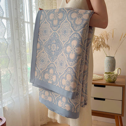 Milanese Medallion Tile Cotton Gauze Bedspread Quilt