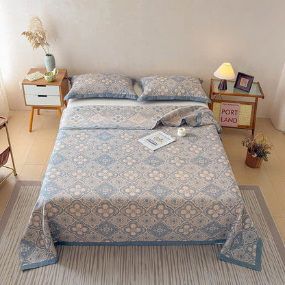 Milanese Medallion Tile Cotton Gauze Bedspread Quilt