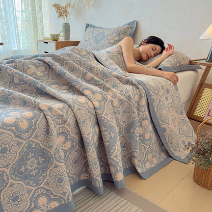 Milanese Medallion Tile Cotton Gauze Bedspread Quilt