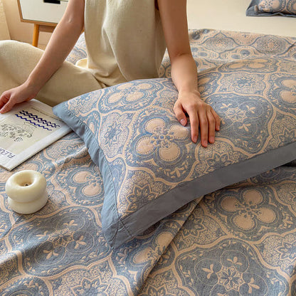 Milanese Medallion Tile Cotton Gauze Bedspread Quilt