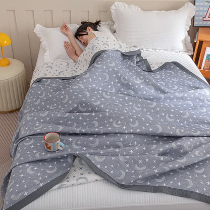 Reversible Moon & Star Cotton Quilt