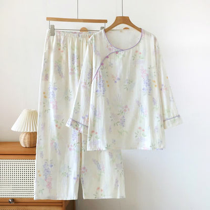 Floral Cotton Double Gauze Lounge Set