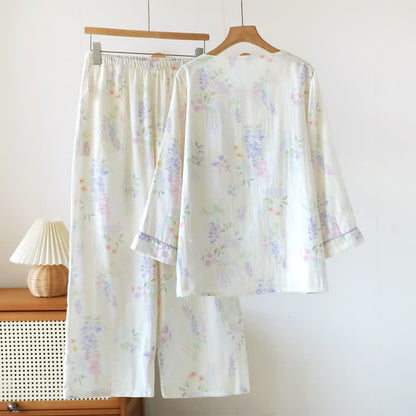 Floral Cotton Double Gauze Lounge Set