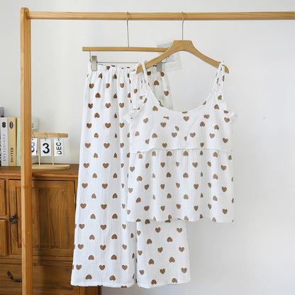 Ruffled Heart Cotton Gauze Cami Pajamas