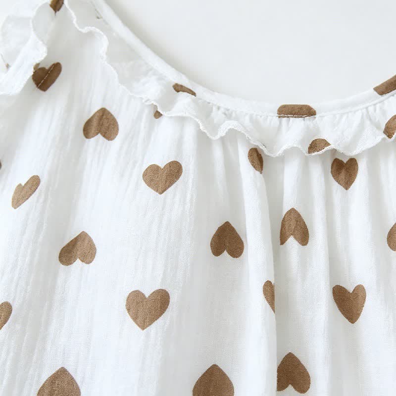Ruffled Heart Cotton Gauze Cami Pajamas